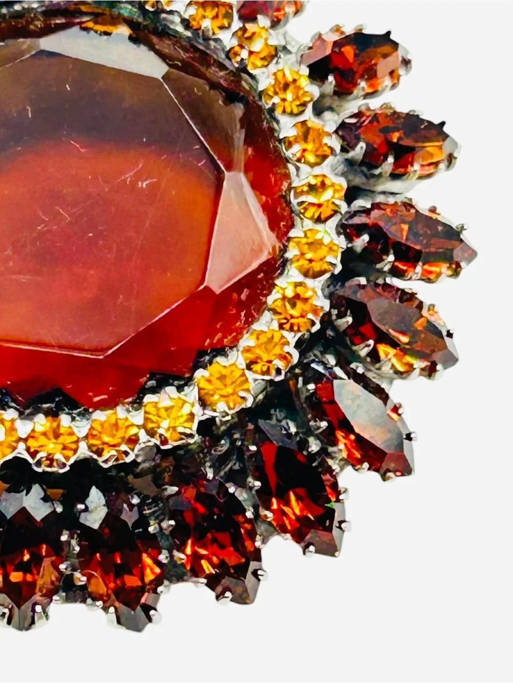 Vintage Original by Robert Topaz Glass Rhinestone  Brooch Pendant Combination